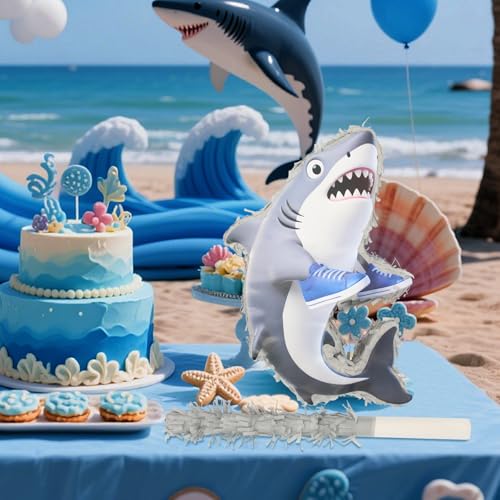 WUEURU Shark PiataOcean Theme Shark Pinata with StickBlindfold and Confetti for Under the Sea Party Supplies Fishing Animal Theme Birthday Party Set154 - Image 5