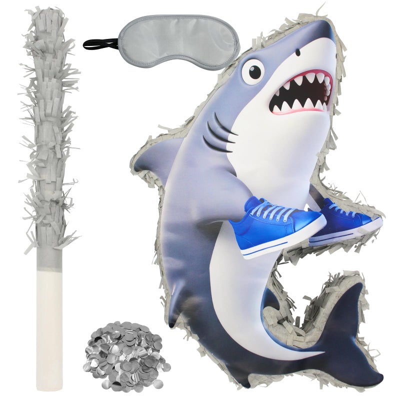 WUEURU Shark PiataOcean Theme Shark Pinata with StickBlindfold and Confetti for Under the Sea Party Supplies Fishing Animal Theme Birthday Party Set154 - Image 3