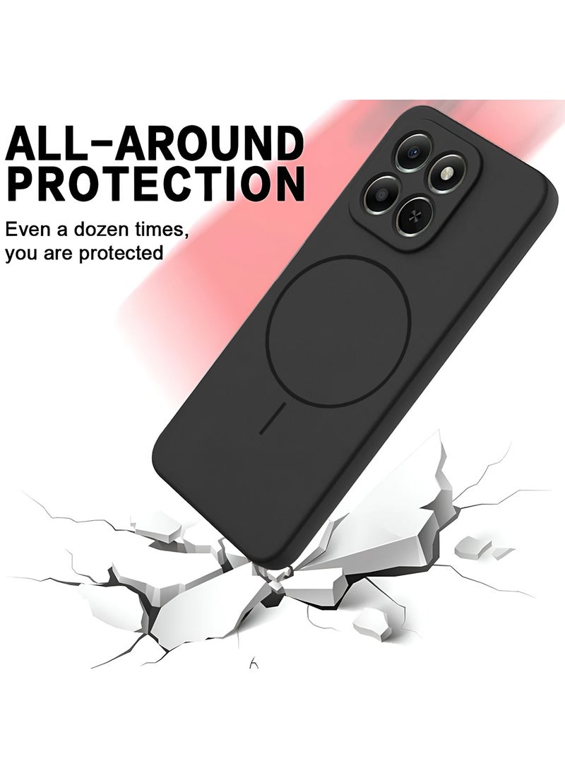 Wtech Honor X6c 4G 2025 Premium Liquid Silicone Compatible With Thin Magsafe Ring Case Cover (MCMPMN) - Black - Image 3