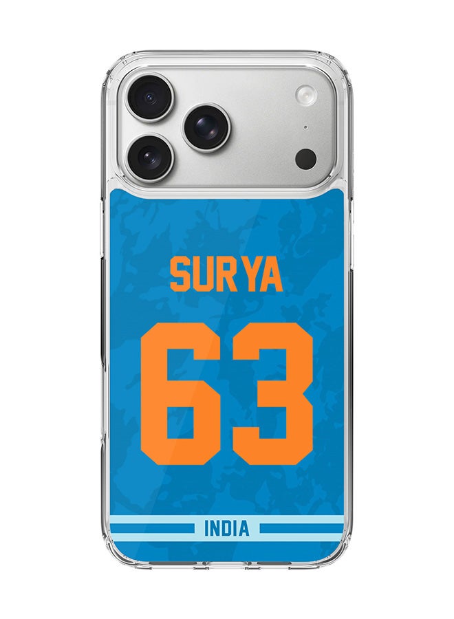 Stylizedd Classic Clear MagSafe Case for iPhone 17 Pro Max , Hybrid Soft Case Flexible Edges Anti Drop TPU PC Gel Thin Transparent Cover [ Designed for iPhone 17 Pro Max ] - Team India Suryakumar Yadav, Jersey No 63