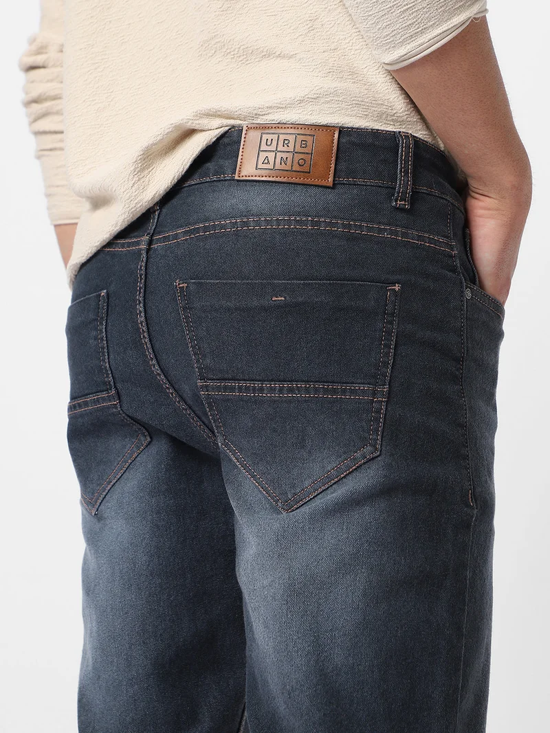 Urbano Fashion  Urbano Fashion Men's Grey Regular Fit Washed Jeans Stretchable  | Best Price UAE
