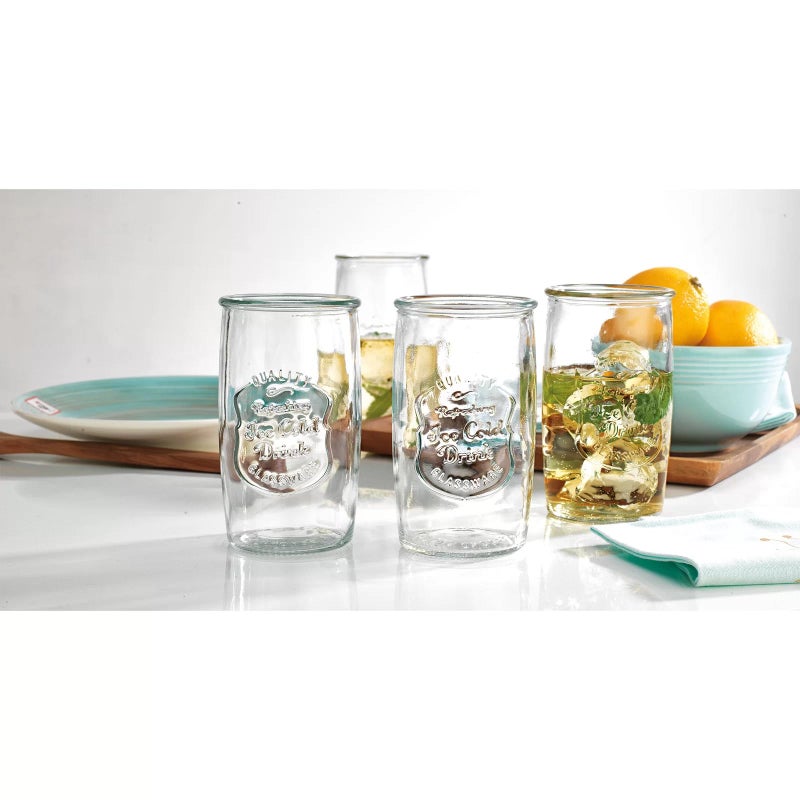 Glaver's Drinking Glasses Set of 4, Vintage Italian Style â€“ Elegant 20 Oz Clear Tumbler Glassware Setâ€“ Genuine Artisan-Made for, Refreshing Drinks, Beverages, Cocktails. - Image 3