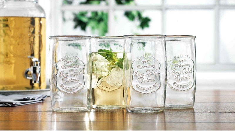 Glaver's Drinking Glasses Set of 4, Vintage Italian Style â€“ Elegant 20 Oz Clear Tumbler Glassware Setâ€“ Genuine Artisan-Made for, Refreshing Drinks, Beverages, Cocktails. - Image 5