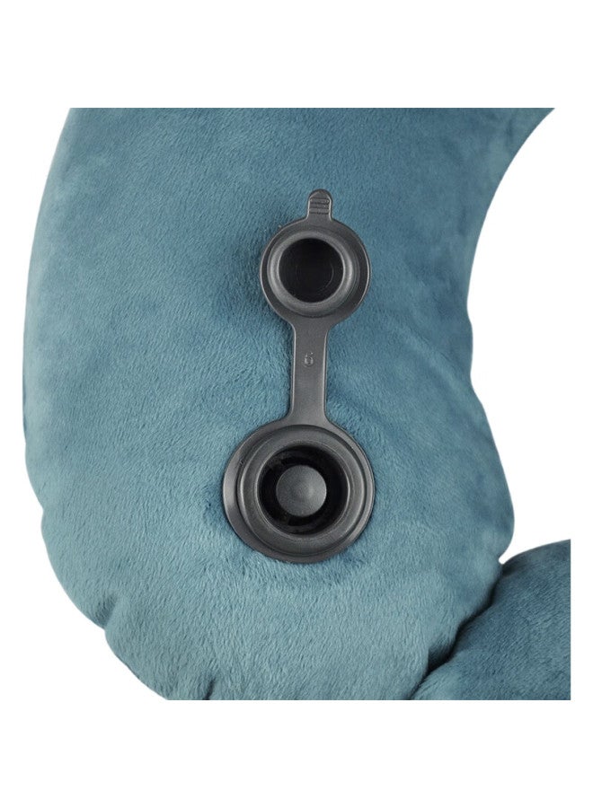 Wellhouse Cotton Fleece Inflatable U-Shaped Neck Pillow Travel 4-Piece Set With Eye Mask, Earplugs, Storage Bag, Portable Cushion, Gray - Image 1