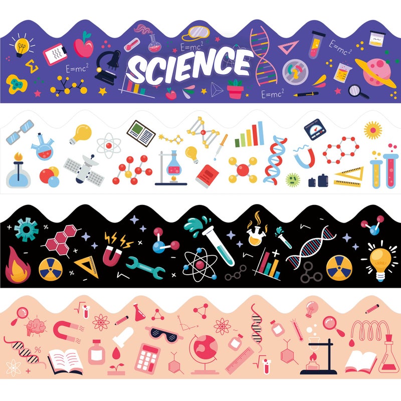 Science Bulletin Board Borders 30Ft Back to School Sciences Lab Border Trim First Day of Schools Bulletin Board Strips for Teacher School Office Supplies Classroom Door Wall Decor Science
