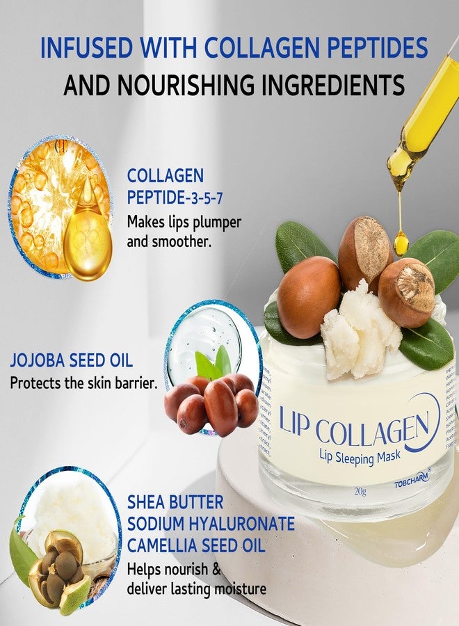 Tobcharm Lip Sleeping Mask (20g), Collagen Lip Mask Overnight, Lip Plumper with Hyaluronic Acid, Peptide Complex Lip Balm for Lip Wrinkle Repair and Plumping, Natural Hydration for Smooth Lips - Image 4