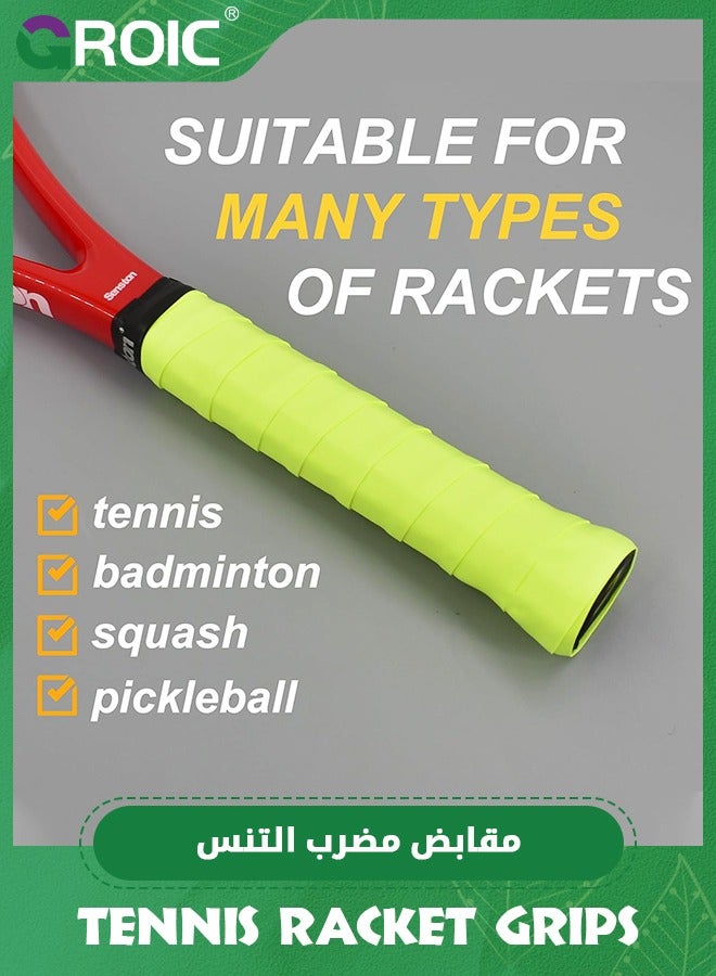 GROIC 5 قطع من قبضة المضرب المضادة للانزلاق، مثقوبة فائقة الامتصاص، قبضة تنس الريشة الزائدة، قبضة كرة البيسبول الزائدة، شريط قبضة احترافي لكرة البيسبول، التنس، مضارب كرة الريشة، مسامي وسريع الجفاف - Image 3