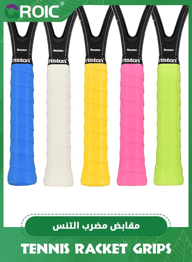 GROIC 5 قطع من قبضة المضرب المضادة للانزلاق، مثقوبة فائقة الامتصاص، قبضة تنس الريشة الزائدة، قبضة كرة البيسبول الزائدة، شريط قبضة احترافي لكرة البيسبول، التنس، مضارب كرة الريشة، مسامي وسريع الجفاف - Image 2
