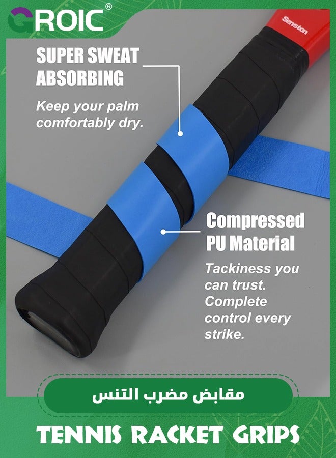 GROIC 5 قطع من قبضة المضرب المضادة للانزلاق، مثقوبة فائقة الامتصاص، قبضة تنس الريشة الزائدة، قبضة كرة البيسبول الزائدة، شريط قبضة احترافي لكرة البيسبول، التنس، مضارب كرة الريشة، مسامي وسريع الجفاف - Image 5
