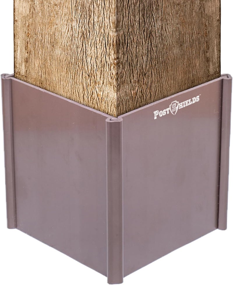 Post Shields Store 4x4 Post Protector - Fits Standard 3.5"x3.5" Wood or Metal Posts - 4in High - Easy Install, No Tools - Protects Mailbox, Deck and Fence Posts from Lawn Maintenance Equipment Damage - Image 1