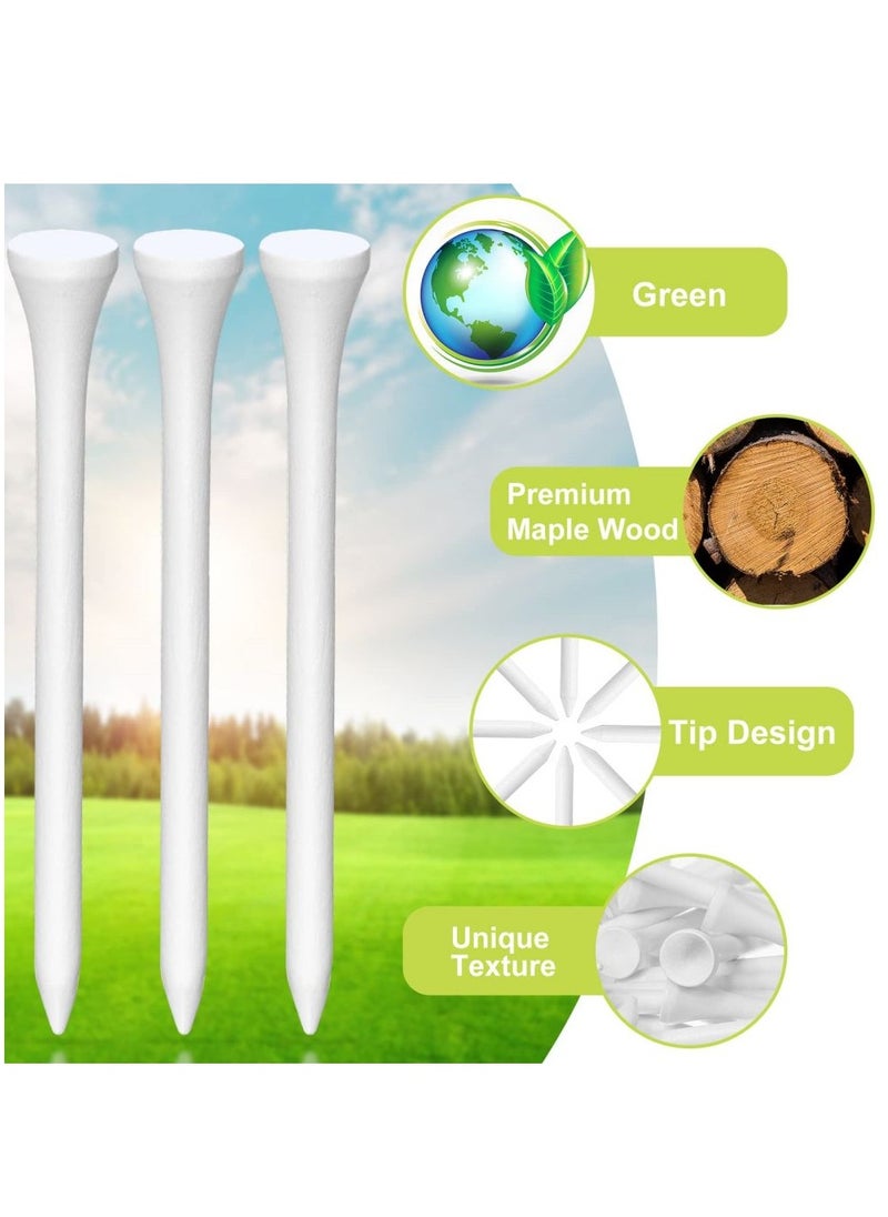 KASTWAVE 200 Pcs Golf Tees Bulk Wood Tees 3-1/4 Inch Tall, White Golf Tees for Women Men Ladies Clubs Golf Ball Theme Party Accessories  - Image 4