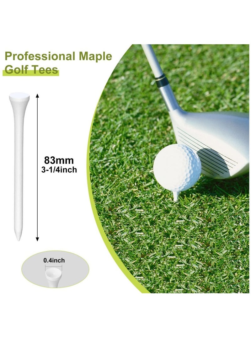 KASTWAVE 200 Pcs Golf Tees Bulk Wood Tees 3-1/4 Inch Tall, White Golf Tees for Women Men Ladies Clubs Golf Ball Theme Party Accessories  - Image 2