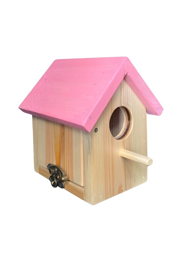 بيت عصافير خشبي بأبواب قابلة للفتح - لون وردي من Pet's Home - Image 1