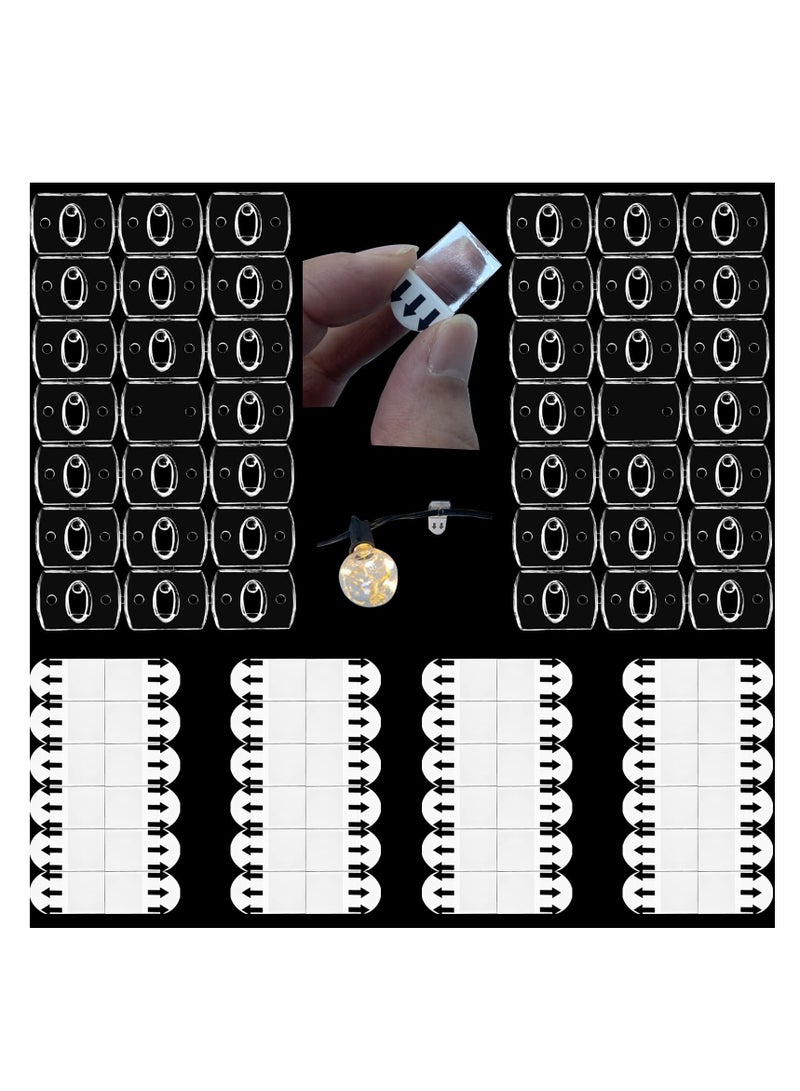 Excefore Transparent Fairy Light Hooks, 40 Pcs Mini Clear Sticky Hooks & 48 Removable Small Self Adhesive Strips  - Image 1