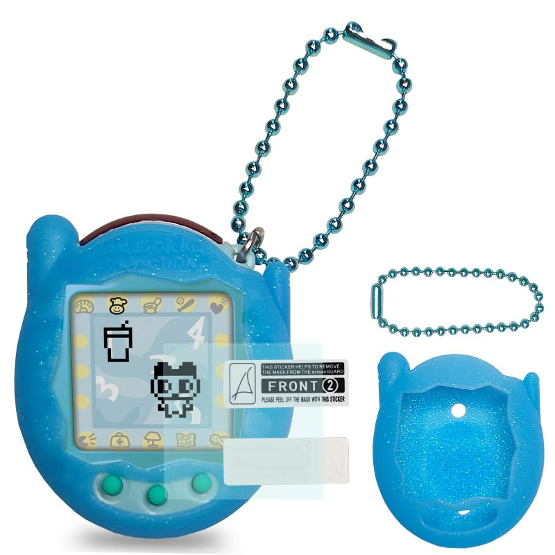 JCHPINE Silicone Cover Case for Tamagotchi Connection Virtual Reality Pet Screen Protector for Tamagotchi Connection Electronic Pet Accessories Silicone Case and Screen Film Blue - Image 2
