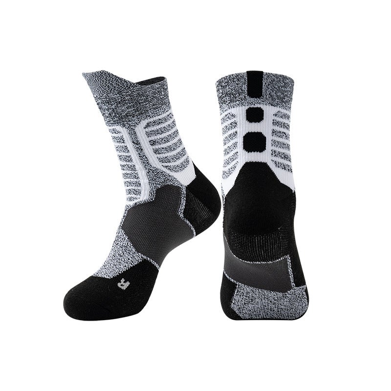 Generic 2022 Adult Elite Basketball Socks for Men and Women Medium-sized Towel Bottom Thickened Non-slip Wear-resistant Breathable Running Socks Grey - Image 1