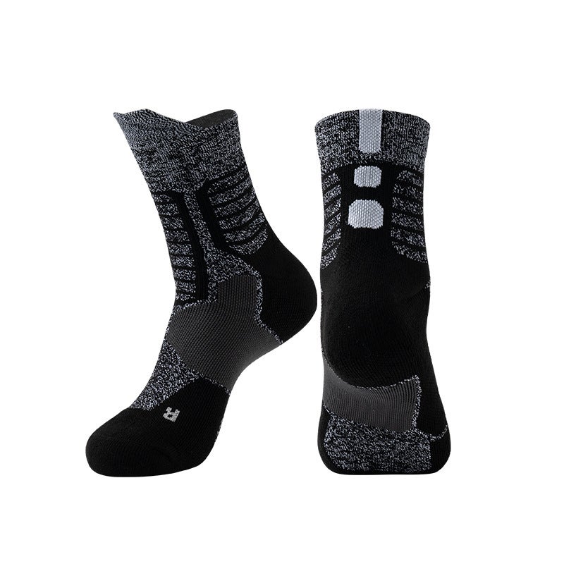 Generic 2022 Adult Elite Basketball Socks for Men and Women Medium-sized Towel Bottom Thickened Non-slip Wear-resistant Breathable Running Socks Grey - Image 2