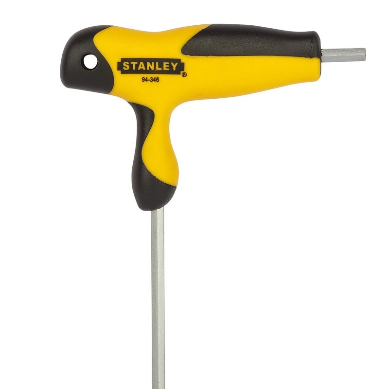 STANLEY 94346 40mm Metric 2 Way T Handle Hex Key Silver and Yellow - Image 2