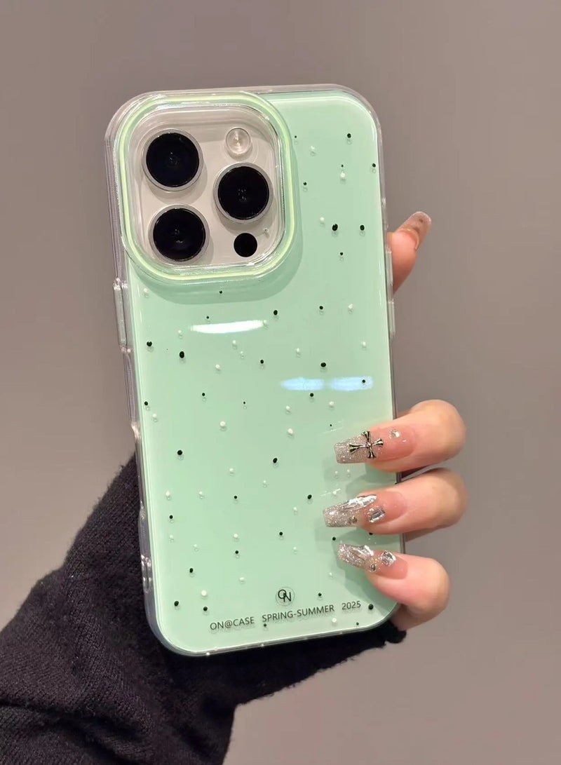 NIBEMINENT Full Screen Splashes Of Ink Protective TPU Case Cover For iPhone 15 Plus, Green Background