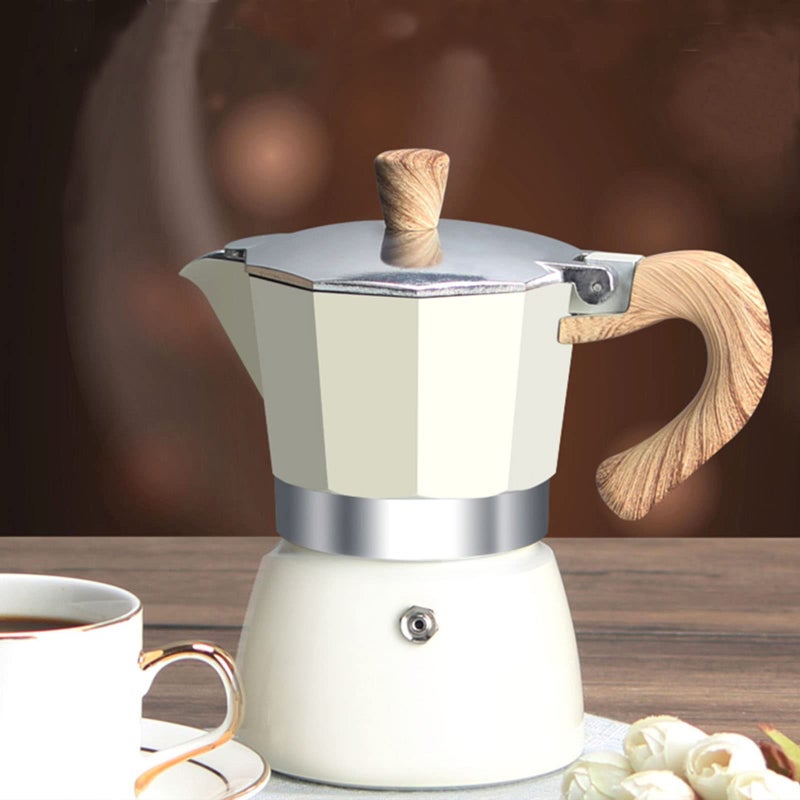 MORDEN MS MORDEN MS Moka Pot  Stovetop Espresso Maker 3 Cup5 OZ Italian Coffee Maker Camping Coffee Pot Manual Cuban Coffee Percolator for Cappuccino or Latte  White