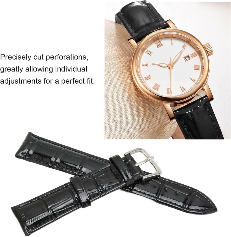 كلاراكو سوار ساعة بديل من كلاركو للرجال والنساء، سوار ساعة من الجلد الصناعي، مشبك دبوس من سبيكة معدنية سوداء مقاس 20 مم، سوار ساعة بديل قابل للتعديل، حزام ساعة من الجلد الصناعي - Image 2
