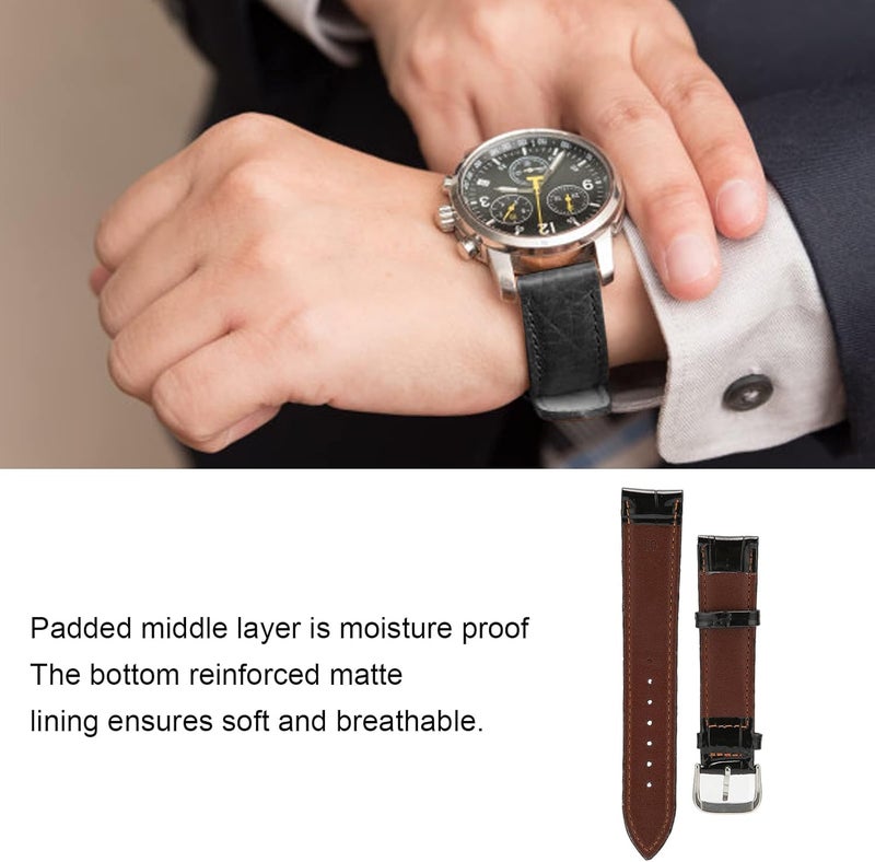 كلاراكو سوار ساعة بديل من كلاركو للرجال والنساء، سوار ساعة من الجلد الصناعي، مشبك دبوس من سبيكة معدنية سوداء مقاس 20 مم، سوار ساعة بديل قابل للتعديل، حزام ساعة من الجلد الصناعي - Image 5