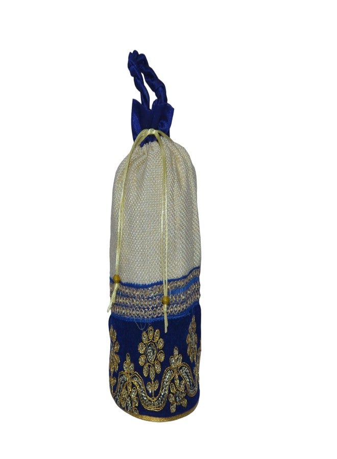 Prijam Women's Designer Golden Embellished Work Potli Bag and Sagun Gift Pouches, Blue - Image 2