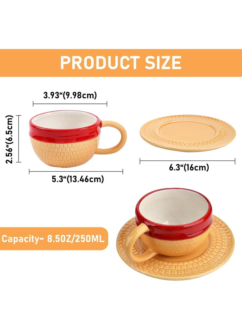 Onepiece أنيمي كأس القهوة السيراميكية Demitasse للإسبريسو، مجموعة مجموعة الشاي الحليب كأس القهوة، قبعة القش كأس إسبريسو البضائع لمحبي الأنيمي عيد ميلاد عيد الميلاد (الأصفر) - Image 2