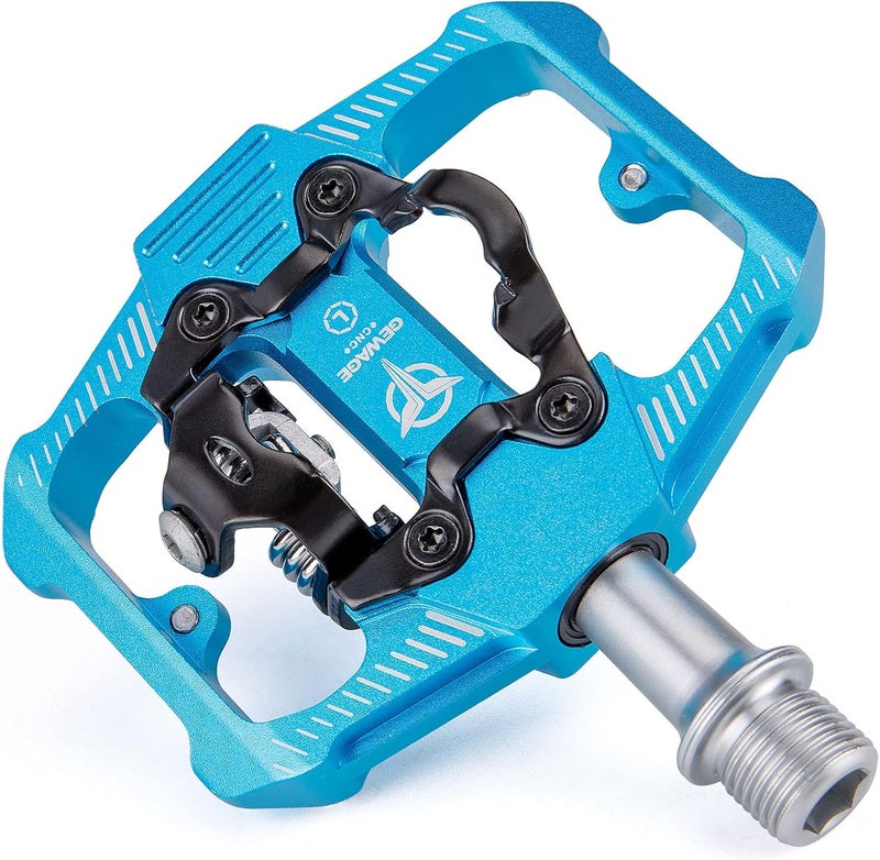 GEWAGE Bicycle Pedals for SPD, 3 Sealed Bearings, Double Function, Flat and Click Pedal, Lightweight Aluminium MTB Pedals 9/16 Inch with Cleats for MTB, Road Bike - Image 1