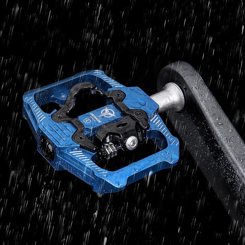 GEWAGE Bicycle Pedals for SPD, 3 Sealed Bearings, Double Function, Flat and Click Pedal, Lightweight Aluminium MTB Pedals 9/16 Inch with Cleats for MTB, Road Bike - Image 4