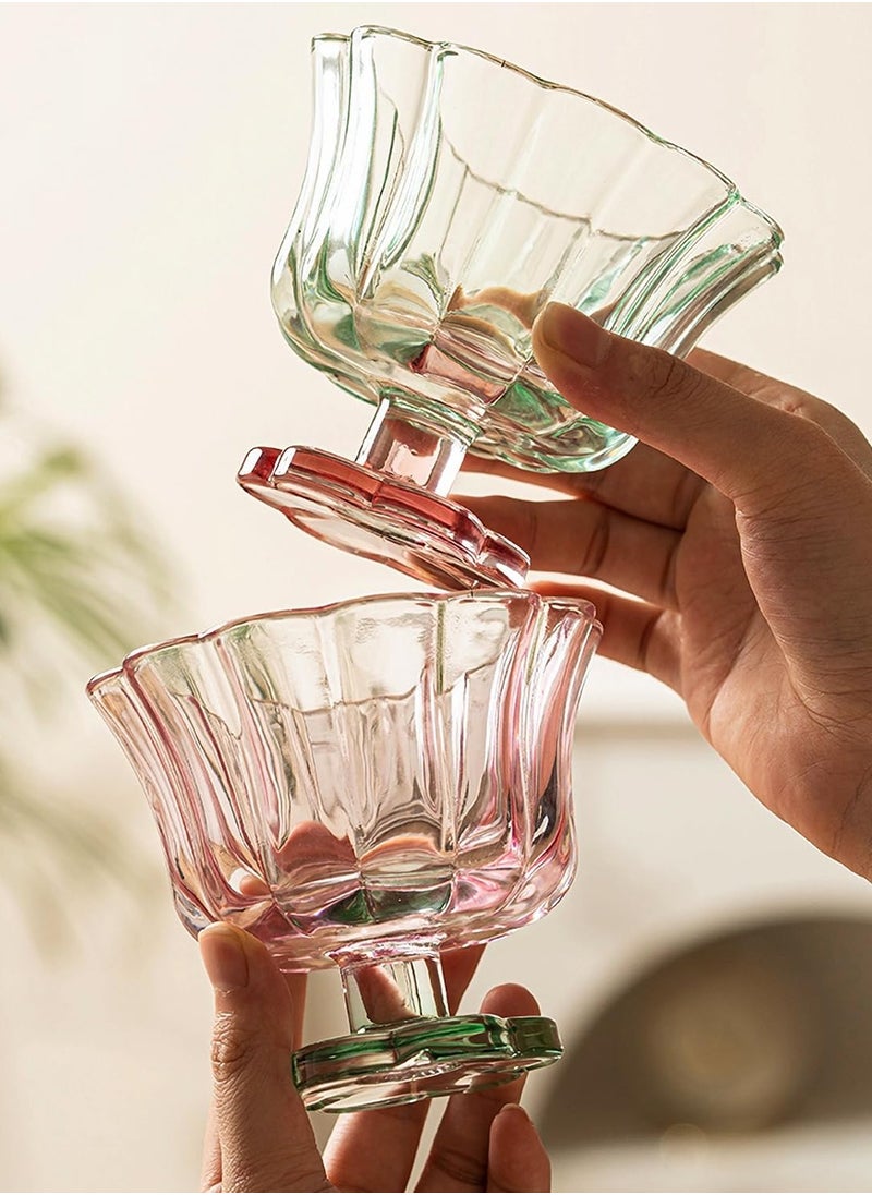 BenQuand 1 Pcs Ice Cream Bowls Drinking Glass Cups, Dessert Bowl Tool,Flower Petal Style Glasses, 8.5 oz, Suitable for Ice cream, Cocktails, Dessert & More  - Image 5