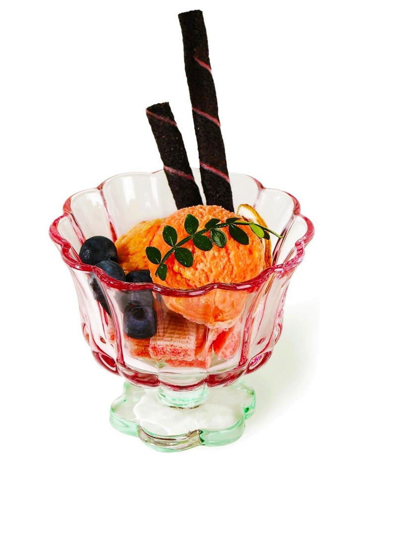 BenQuand 1 Pcs Ice Cream Bowls Drinking Glass Cups, Dessert Bowl Tool,Flower Petal Style Glasses, 8.5 oz, Suitable for Ice cream, Cocktails, Dessert & More  - Image 1