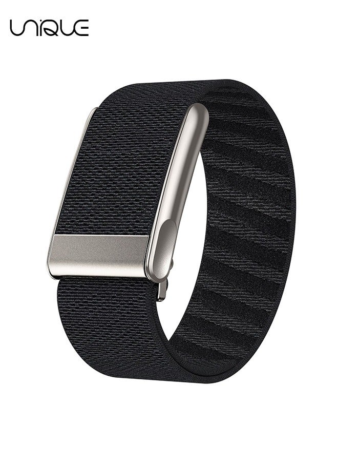 يونيك حزام رياضي من النايلون مع حزام Whoop 5.0 - متوافق مع One وPeak - حزام معصم قابل للتعديل ومقاوم للماء من النايلون - لبث اللياقة البدنية والنشاط والنوم والأجهزة القابلة للارتداء - لـ Whoop 5.0 - أسود/نموذج تخطيط القلب الكهربائي
