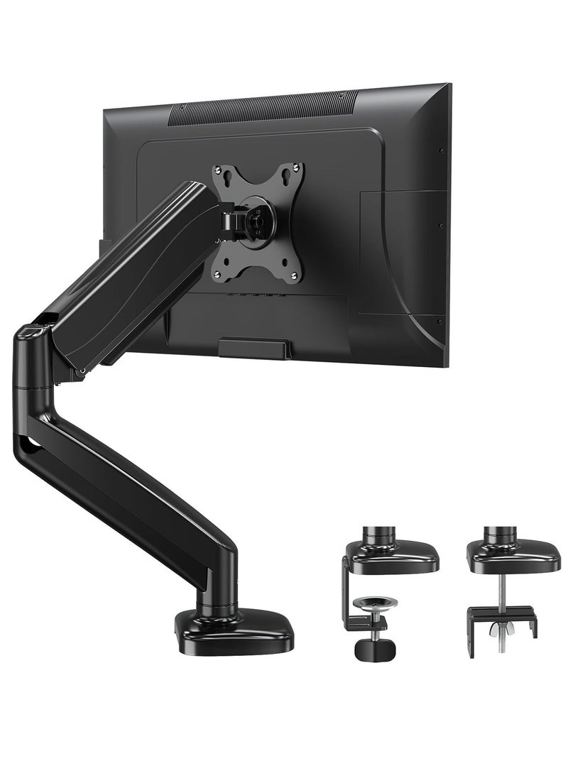 ELTRAZONE Single Monitor Arm for 13-32 Inch Monitors – Gas Spring Arm with 360° Rotation, VESA 75x75/100x100mm, C-Clamp & Grommet Base, Adjustable Stand for Monitors up to 8KG – Ergonomic & Space-Saving Monitor Mount  - Image 1