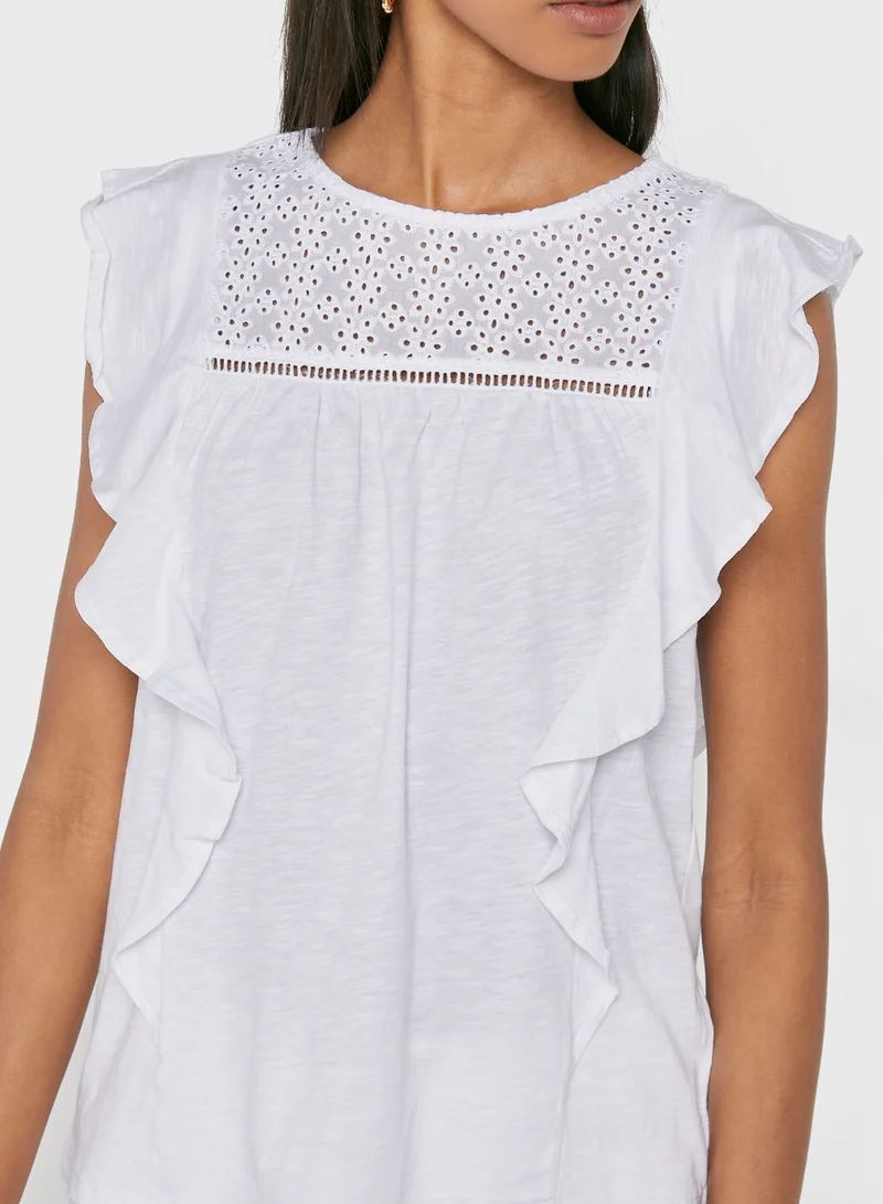 NEW LOOK Ruffle Detail Broidered Top