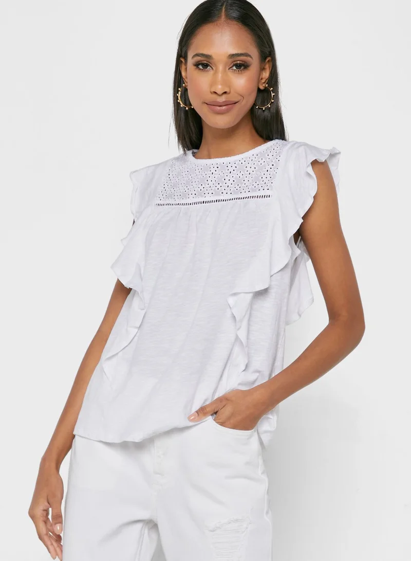 NEW LOOK Ruffle Detail Broidered Top