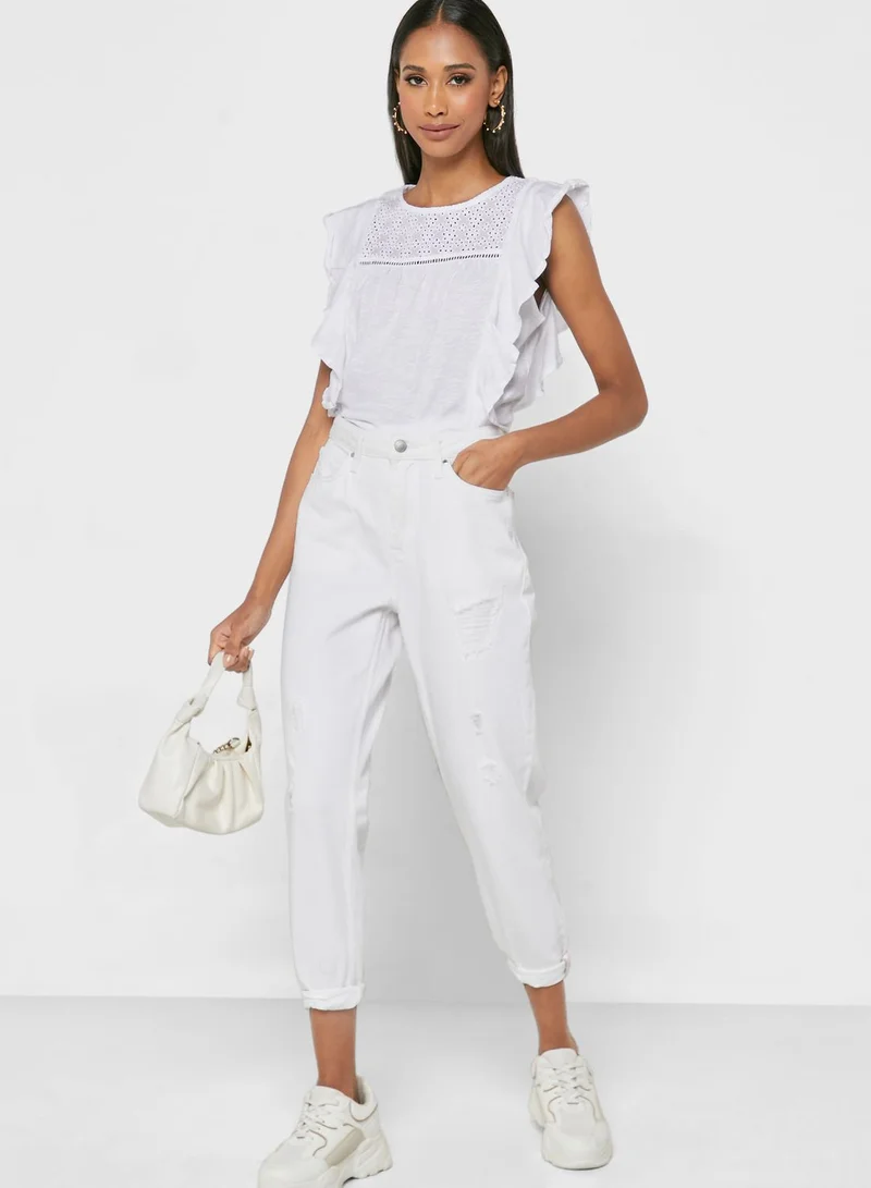 NEW LOOK Ruffle Detail Broidered Top