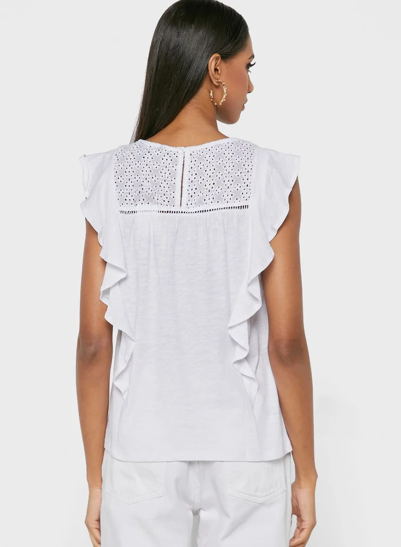 NEW LOOK Ruffle Detail Broidered Top