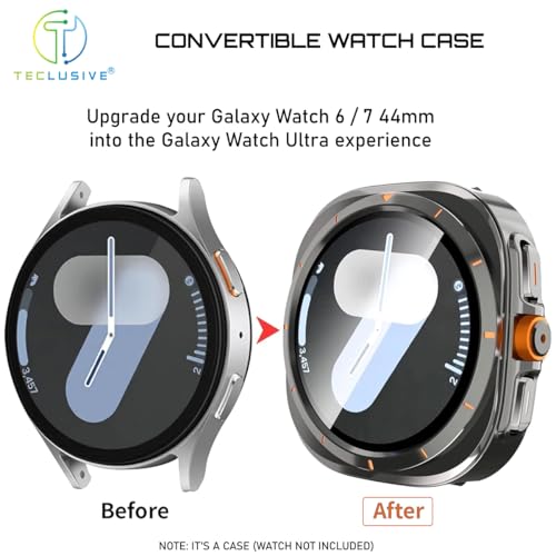 T TECLUSIVE Converter Case Compatible for Galaxy Watch 7 44mm to Galaxy Ultra | Full Protection Cover with Glass Screen Guard | Mod kit Convert into Ultra (Watch 7 44mm) - Image 2