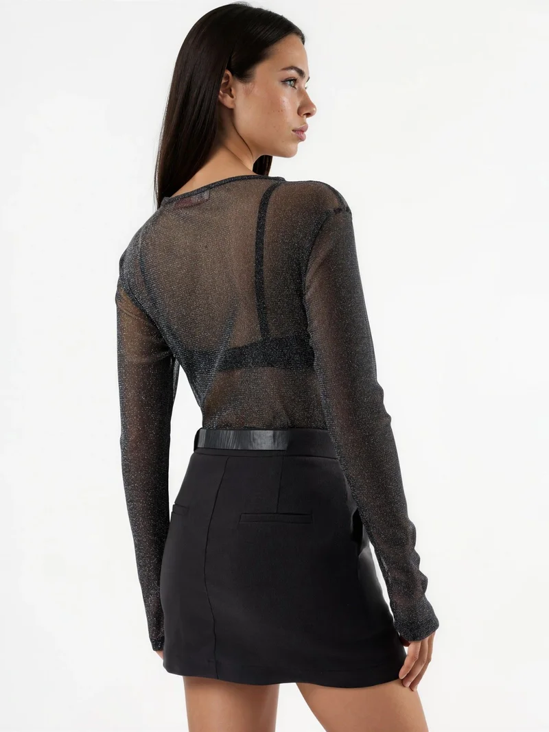 Hiccup Black Bengalin Mini Skort (Without Belt) for Women | Best Price UAE