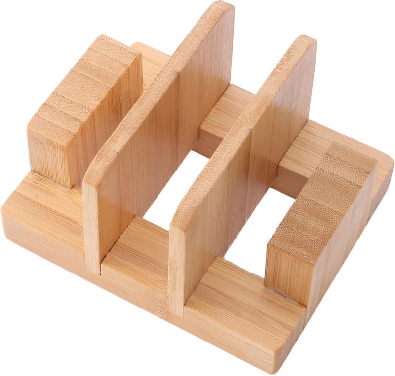 GZLT Bamboo Pot Lid Holder Stand, Cutting Board Organizer and Rack for Kitchen Storage, Made Countertop Space Saver for Pot Lids and Cutting Boards - Image 1