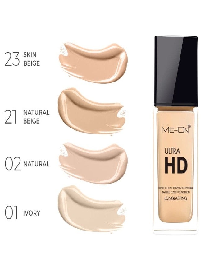 ME-ON Ultra HD Natural Full Coverage Cream Foundation For Normal Skin (Shade 01 - Ivory) 30ml - Image 4
