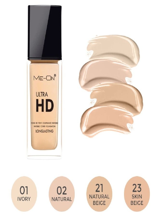 ME-ON Ultra HD Natural Full Coverage Cream Foundation For Normal Skin (Shade 01 - Ivory) 30ml - Image 5