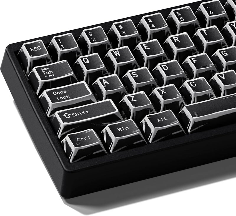 GMKWTL أغطية مفاتيح XVX شفافة سوداء، مجموعة أغطية مفاتيح PBT ببروفايل Cherry، أغطية مفاتيح لوحة مفاتيح جرافيتي بالطباعة التسامية مناسبة لمفاتيح MX بنسب 60% 65% 75% 80% 100% للوحات المفاتيح الميكانيكية - Image 1
