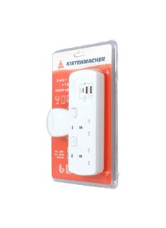 KISTENMACHER 3250W 2-Way 2-USB 1-USBC Socket Adapter White 5.1 x 13.6 x 19.5 cm EGK 602BUC  - Image 3