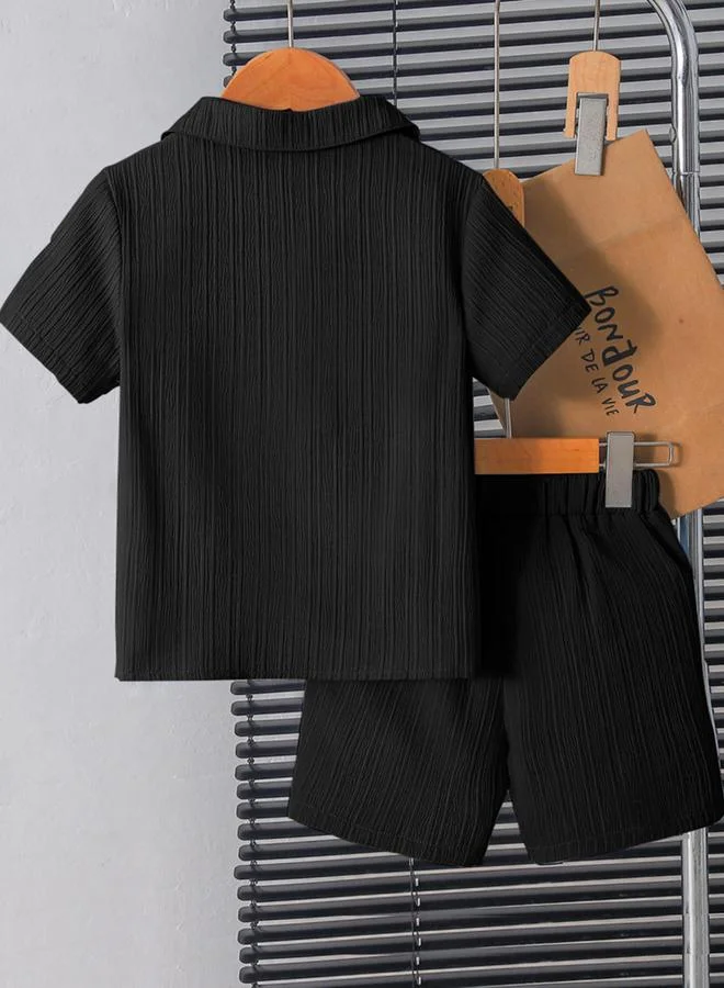 Take Two Boys Black Short Sleeve Shirt and Shorts Set