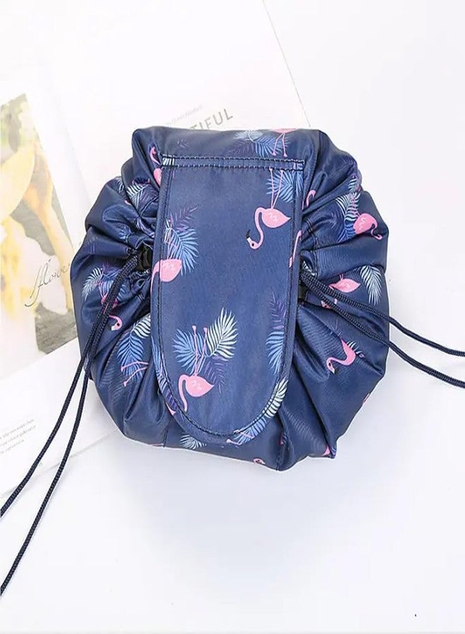 NIRVIK Women's Portable Waterproof Cosmetic Bag | Lazy Travel Makeup Organizer with Drawstring | Compact & Versatile Toiletry Bag | Multi-Pocket Storage | Perfect for Makeup & Travel (Blue Duck Bag) - Image 2