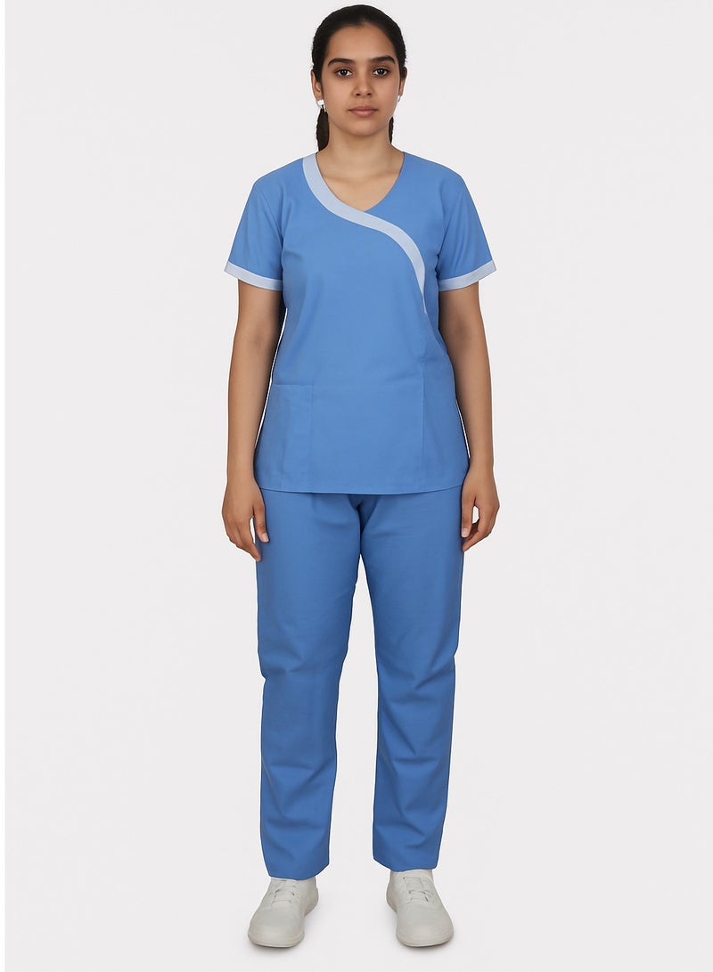 Rannah's Uniform Modern Medical Scrub Set for Women – Sky Blue with Contrast Trim - Image 3