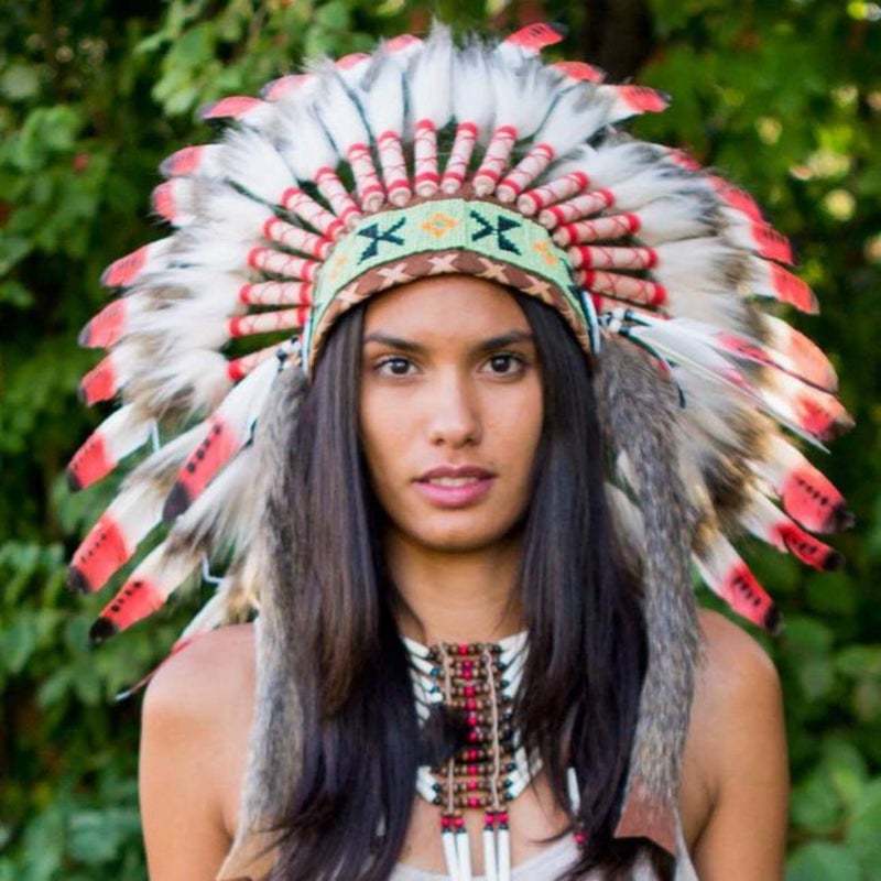 Novum Crafts Feather Headdress | Native American Indian Inspired | Red Tips - Image 4