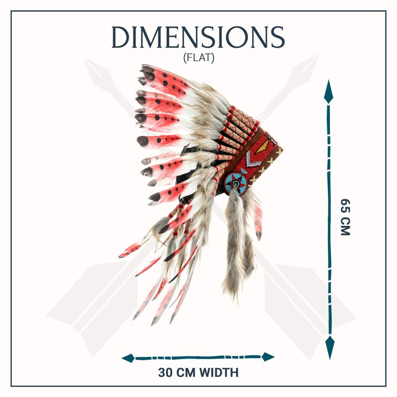 Novum Crafts Feather Headdress | Native American Indian Inspired | Red Tips - Image 5